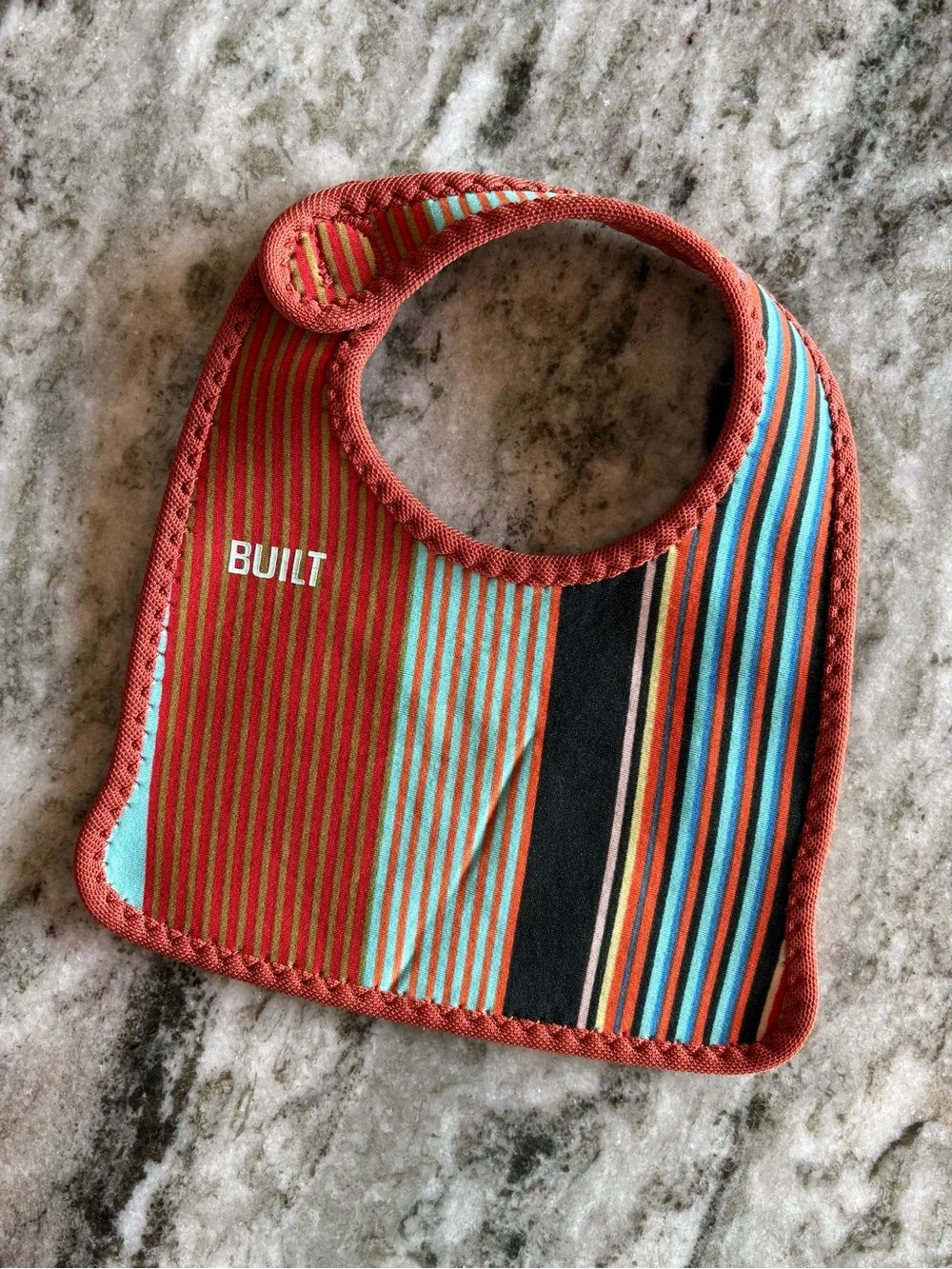 Built—Comfy Brick/Blue Stripes Baby Bib (Set of 2)